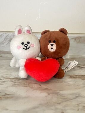 🪞 Line Friends bunny and bear angel wings hear duo plush doll